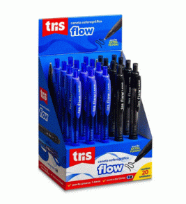 Caneta esferográfica retrátil flow cores 1.4mm Tris