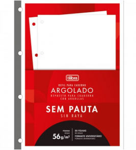 Folhas para fichário tiliflex acadêmico sem pautas 80 folhas Tilibra