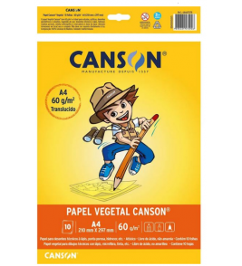 Papel A4 vegetal 60gr com 10 folhas 210x297mm Canson