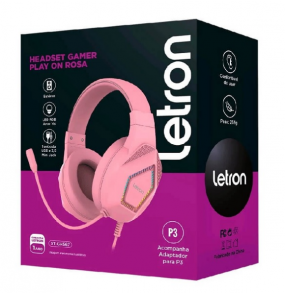 Headset play on RGB USB, P2, P3 gamer rosa Letron