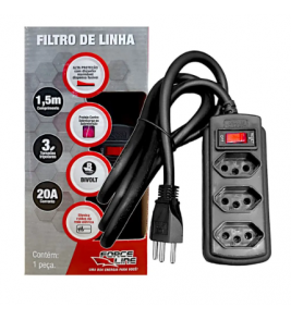 Filtro de linha 3t bivolt 1,5m 20A preto Force Line