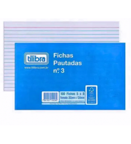 Ficha pautada n3 5x8 100 folhas 202x124mm Tilibra