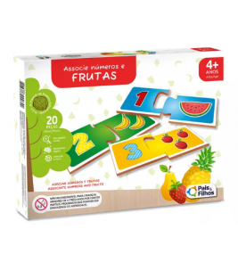 Quebra-cabeça números e frutas 20 peças mdf Pais e Filhos