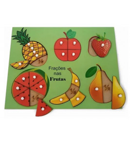 Quebra-cabeça frações frutas com pinos 21 peças Jott Play