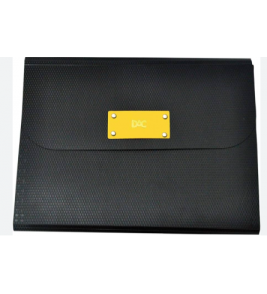 Pasta sanfonada A4 com 12 divisórias amarelo e preto 658pp-am Dac