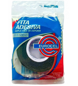 Fita dupla-face 12mmx1.5mt com espuma preto Eurocel