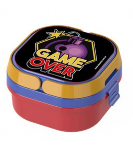 Pote marmita quadrado gamer vermelho azul amarelo 0.66l Plasvale