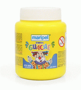 Tinta guache tempera amarelo 250ml Maripel
