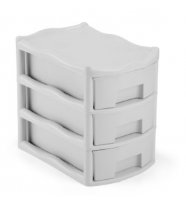 Gaveteiro plástico com 3 gavetas branco Injeplastec