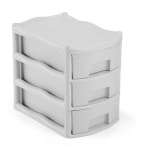 Gaveteiro plástico com 3 gavetas média branco Injeplastec 