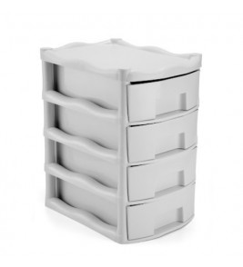 Gaveteiro plástico com 4 gavetas média branco Injeplastec