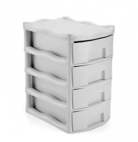Gaveteiro plástico com 4 gavetas média branco Injeplastec