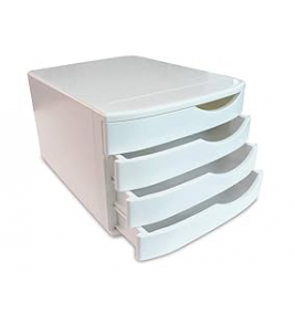 Gaveteiro plástico com 4 gavetas branco Maxcril/Waleu