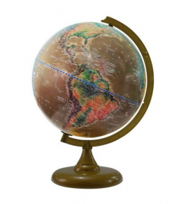 Globo terrestre 30cm físico/ histórico satélite ouro velho Libreria