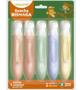 Tinta guache com 5 bisnaga ponta pincel 25ml Leo e Leo