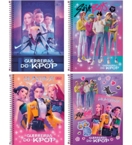 Caderno espiral capa dura 1/4 80 folhas guerreiras do kpop Tilibra