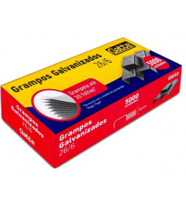 Grampo 26/6 galvanizado caixa com 5000 para 30 folhas Gatte