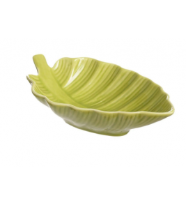 Petisqueira porcelanato folha verde 14.5x8x4cm Hauskraft 