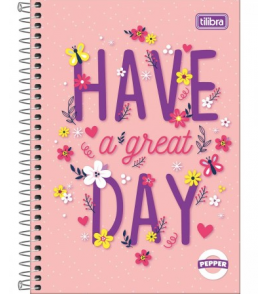 Caderno espiral capa dura 1/4 80 folhas pepper feminina Tilibra
