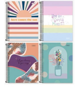 Caderno espiral capa dura 12 matérias 240 folhas upper feminino universitário 3B