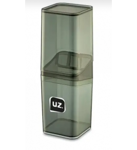 Porta escova com tampa divisórias slim translucida preto Uz