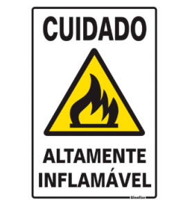 Placa sinalizadora poliestireno 20x30cm ( cuidado  altamente inflamável) Sinalize 