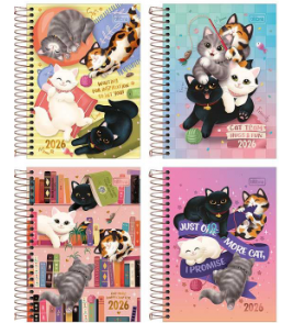 Agenda espiral purrfect cats 160 folhas m3