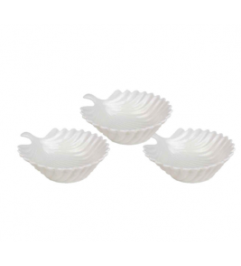 Petisqueira porcelanato folha branca com 3 unidades 11.5x9x4cm Hauskraft