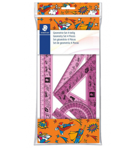 Kit escolar 1 grau régua, esquadro, transferidos color Staedtler