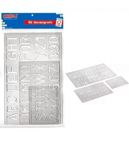Kit normógrafo com 3 tamanhos cristal Maxcril/Waleu