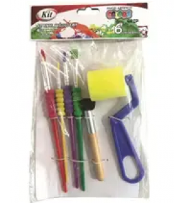 Kit artístico com 6 unidades pincel; rolo e batedor KIT 