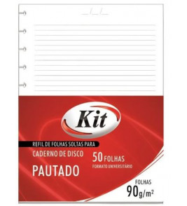 Folhas para kitdisc com pauta 50 folhas 90gr a5 Kit