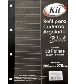 Folhas para fichário black 30 folhas 75gr universitárias Kit