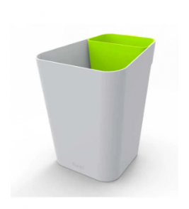  Lixeira plástica 10 litros cinza com pote verde Prat K