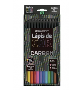 Lápis de cor 12 cores carbon red Leo e Leo