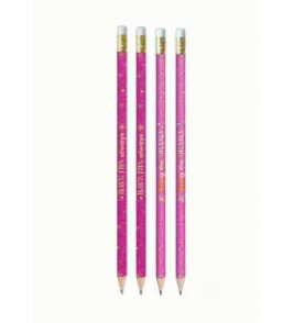 Lápis de escrever grafite com borracha gliter rosa Tilibra 