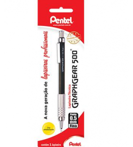 Lapiseira grafite 0.5mm blist graphgear 500 cor preta Pantel