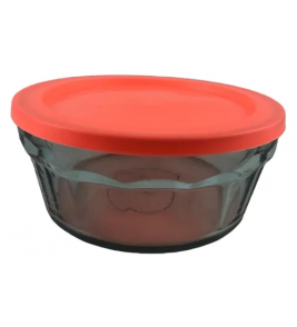 Pote redondo vidro laguna 4l com tampa plástica laranja Vitazza