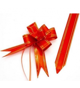 Laço fácil para presente 20,5cm vermelho e dourado Make+