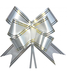 Laço fácil para presente 17cm branco e dourado Make+