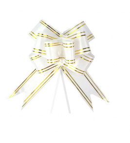 Laço fácil para presente 45cm branco e dourado Make+