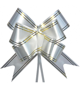 Laço fácil para presente 20.5cm branco e dourado Make+