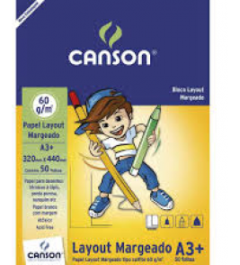 Bloco para desenho A3 50 folhas 60 gramas layout margead Canson
