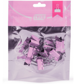Prendedor de papel 19mm rosa com 12 unidades Lyke