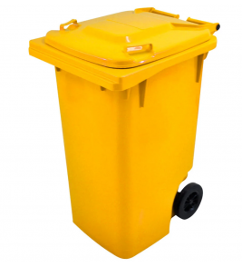 Lixeira 240 litros amarela com rodas 200mm Bralimpia