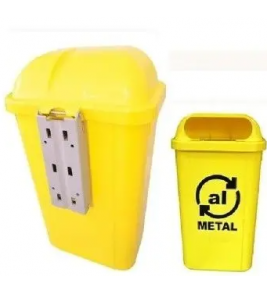 Lixeira seletiva lx5fam amarela 50l com tampa e suporte de metal Bralimpia 