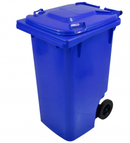 Lixeira 240 litros azul com rodas 200mm Bralimpia