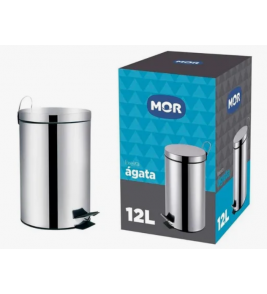 Lixeira inox 12lts com pedal e  balde Ágata Mor