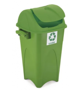Lixeira seletiva com tampa basculante 65lts verde vidro Injeplastec