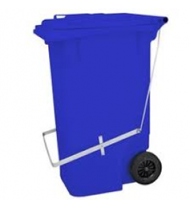 Lixeira 120 litros azul com pedal e rodas 200mm Bralimpia